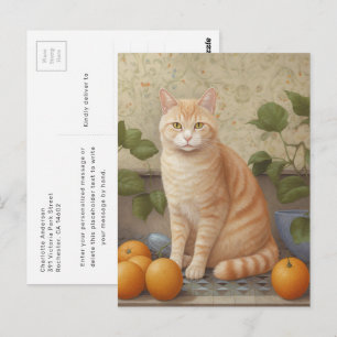 Fluffy Orange Cat In The Kitchen Postcard