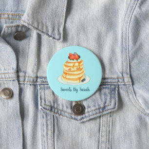 Fluffy Pancakes With Maple Syrup,Fruit And Cream 7.5 Cm Round Badge