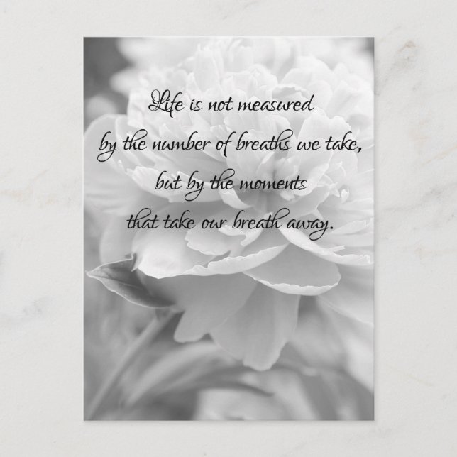 Fluffy Peony Life Quote Postcard (Front)