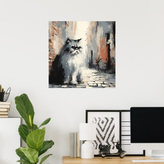 Fluffy Persian Cat Art Poster