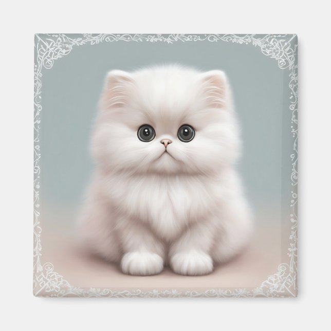 Fluffy Persian Nursery Cat Art Magnet (Front)