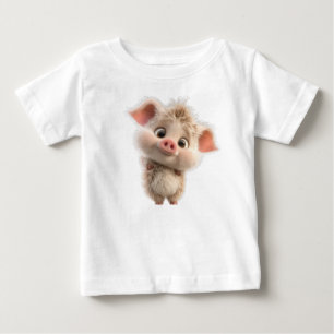 Fluffy Piglet with Big Eyes Baby T-Shirt