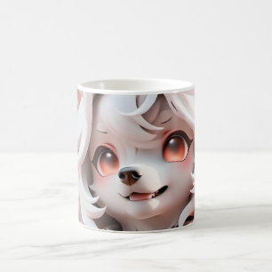 Fluffy Pink And White Puppy Coffee Mug