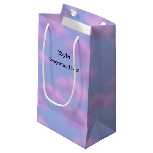 Fluffy Pink Clouds Personalised Gift Bag (Front Angled)