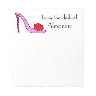 Fluffy Pink & Red High Heel Stiletto Shoe Notepad