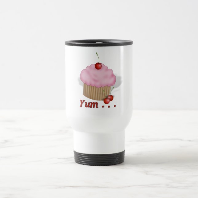 Fluffy Pink Yum! Travel Mug (Center)