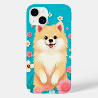 Fluffy Pomeranian Floral Charm 🌸🐾 Cute Cartoon