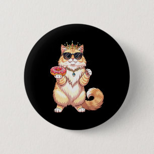 Fluffy princess cat doughnut sunglasses funny cute 6 cm round badge