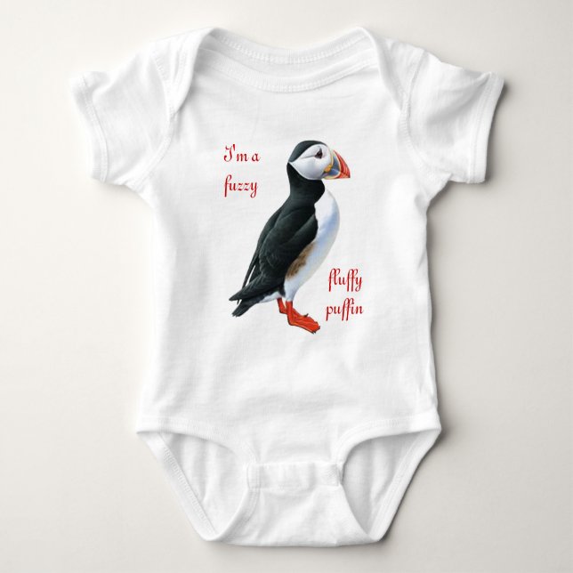 Fluffy Puffin Baby Bodysuit (Front)
