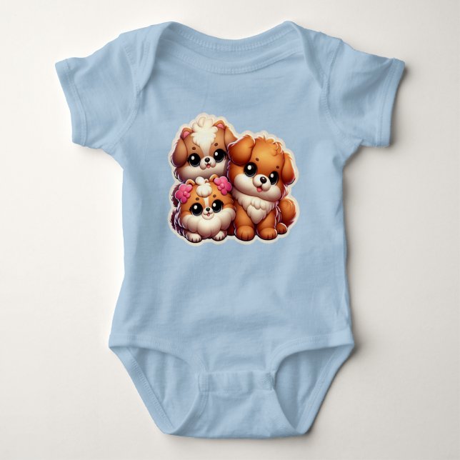 fluffy puppies baby bodysuit (Front)
