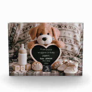 Fluffy Puppy Baby boy and pregnancy announcement Photo Block