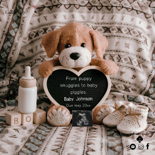 Fluffy Puppy dog lovers pregnancy announcement 