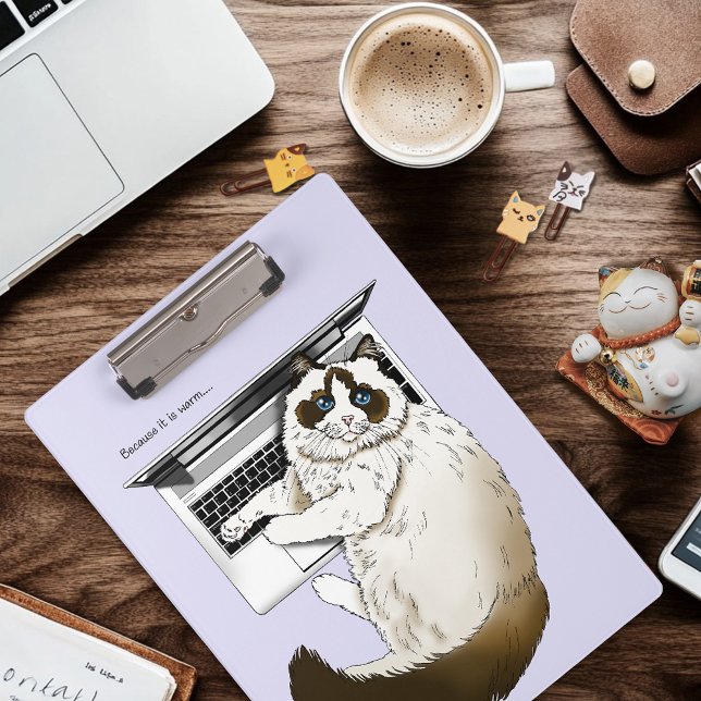 Fluffy Ragdoll Cat Lavender Laptop Funny Clipboard (Creator Uploaded)