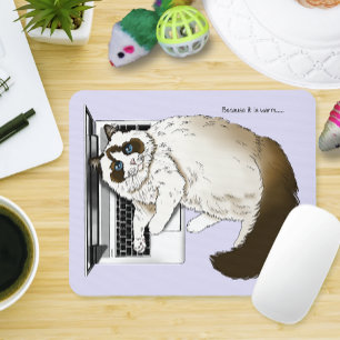 Fluffy Ragdoll Cat Lavender Laptop Funny Mouse Pad