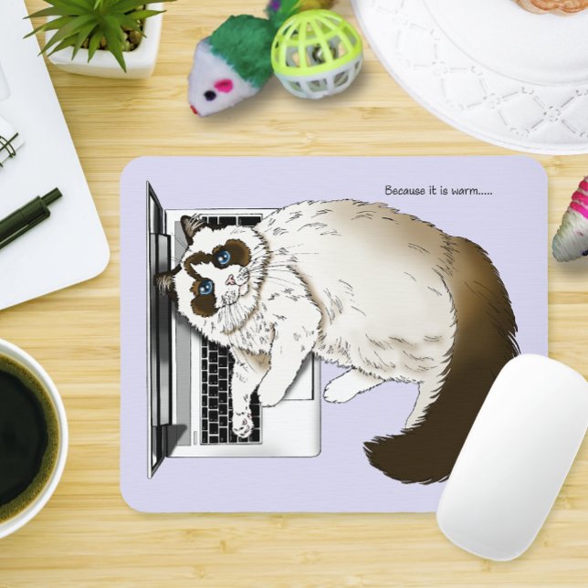 Fluffy Ragdoll Cat Lavender Laptop Funny  Mouse Pad (Creator Uploaded)