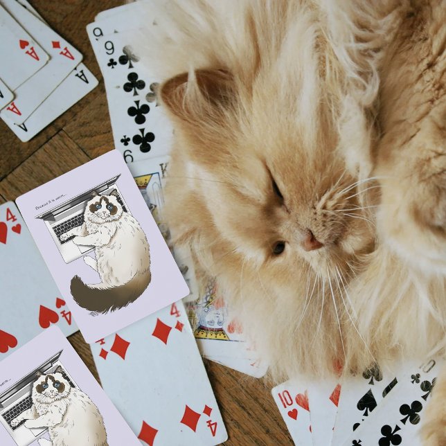 Fluffy Ragdoll Cat Lavender Laptop Funny Playing Cards (Creator Uploaded)