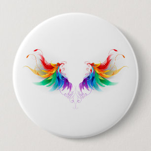 Fluffy Rainbow Wings 10 Cm Round Badge