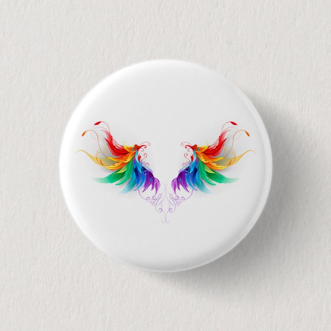 Fluffy Rainbow Wings 3 Cm Round Badge (Front)