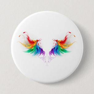 Fluffy Rainbow Wings 7.5 Cm Round Badge