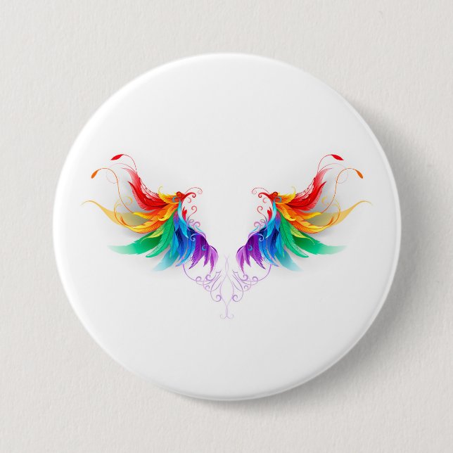 Fluffy Rainbow Wings 7.5 Cm Round Badge (Front)
