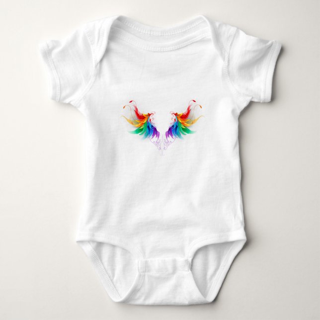 Fluffy Rainbow Wings Baby Bodysuit (Front)