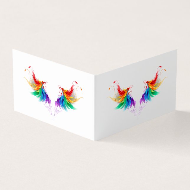 Fluffy Rainbow Wings Business Card (Outside)