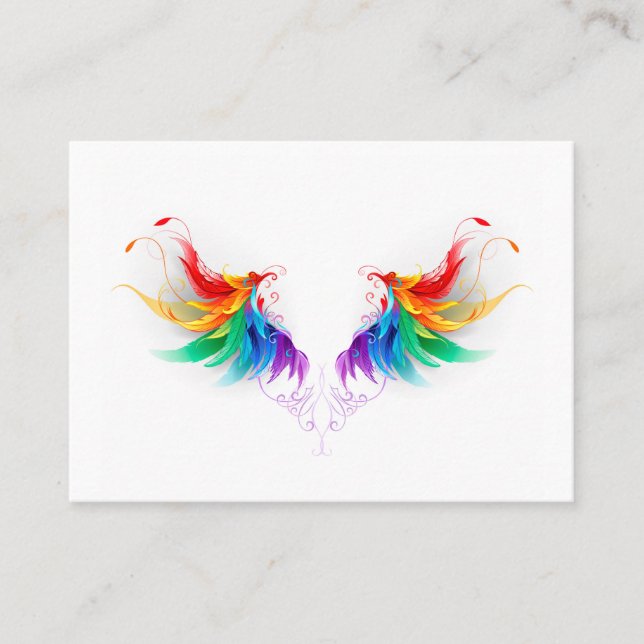 Fluffy Rainbow Wings Business Card (Front)