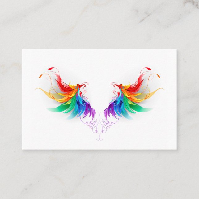 Fluffy Rainbow Wings Business Card (Front)