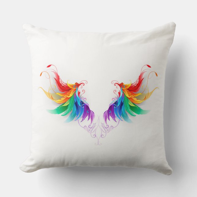 Fluffy Rainbow Wings Cushion (Front)