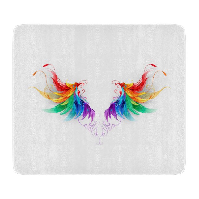 Fluffy Rainbow Wings Cutting Board (Front)