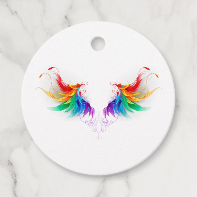 Fluffy Rainbow Wings Favour Tags (Front)