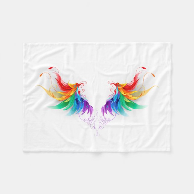 Fluffy Rainbow Wings Fleece Blanket (Front (Horizontal))