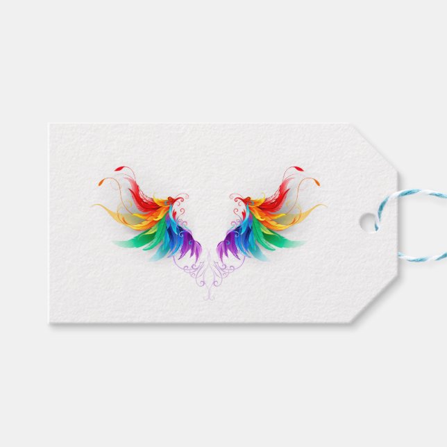 Fluffy Rainbow Wings Gift Tags (Front (Horizontal))