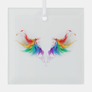 Fluffy Rainbow Wings Glass Tree Decoration