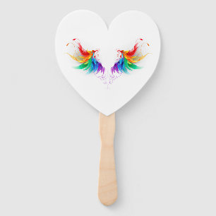 Fluffy Rainbow Wings Hand Fan