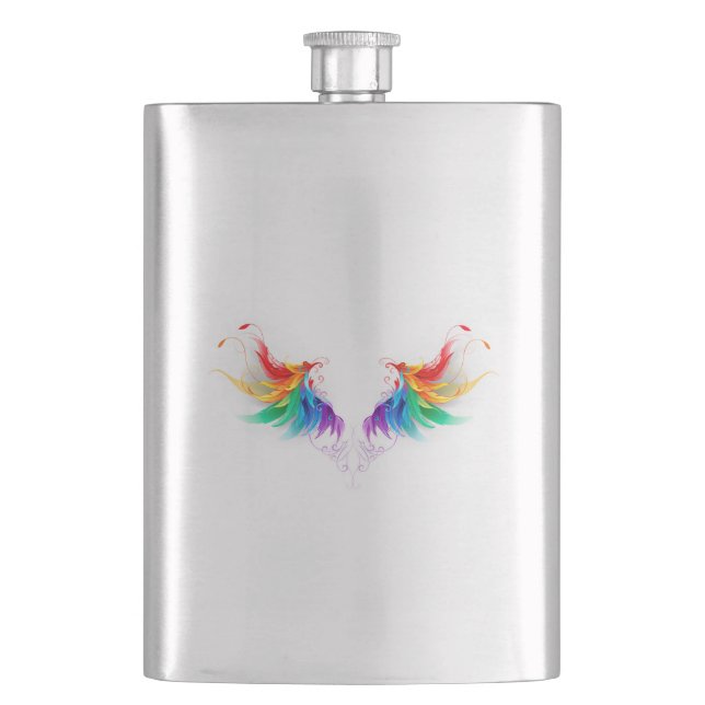 Fluffy Rainbow Wings Hip Flask (Front)