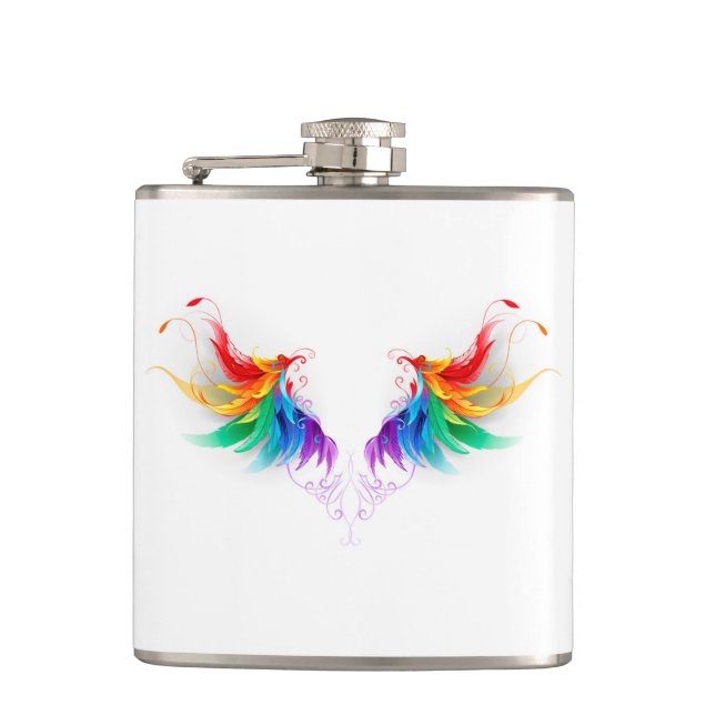 Fluffy Rainbow Wings Hip Flask (Front)