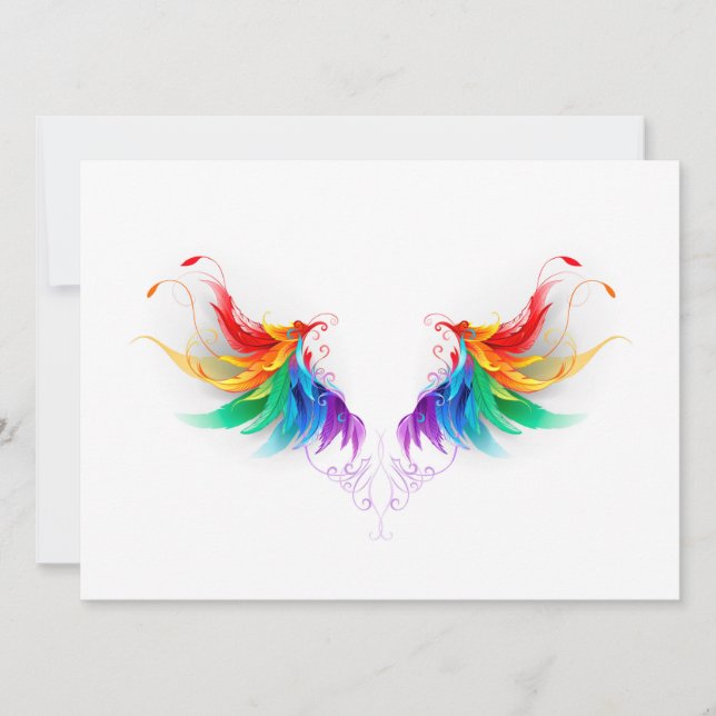 Fluffy Rainbow Wings Holiday Card (Front)