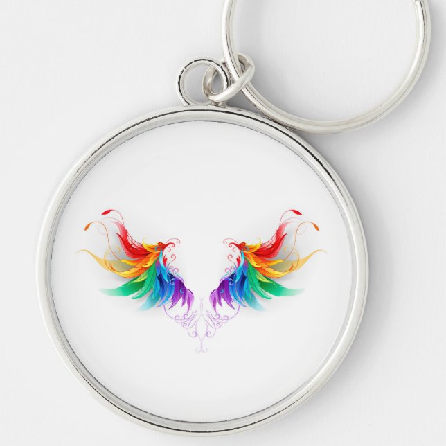Fluffy Rainbow Wings Key Ring (Front)