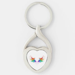 Fluffy Rainbow Wings Key Ring