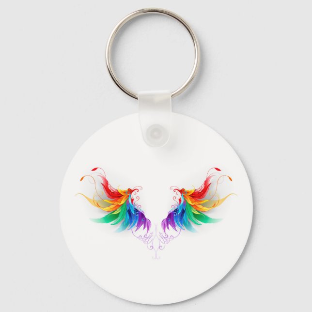 Fluffy Rainbow Wings Key Ring (Front)