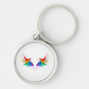 Fluffy Rainbow Wings Key Ring