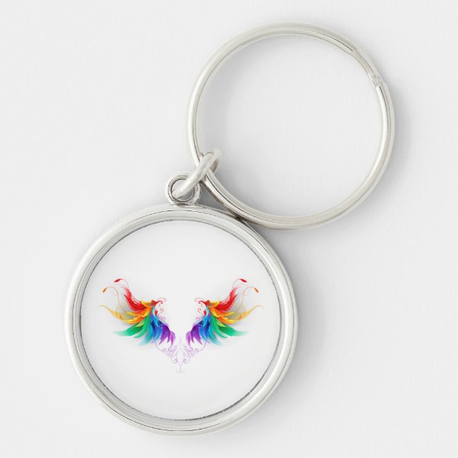 Fluffy Rainbow Wings Key Ring (Front)