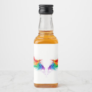 Fluffy Rainbow Wings Liquor Bottle Label