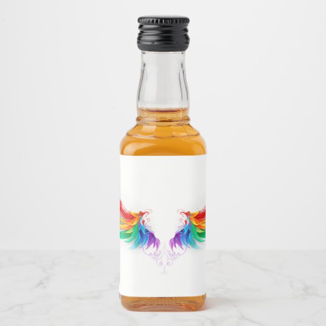 Fluffy Rainbow Wings Liquor Bottle Label (Front)