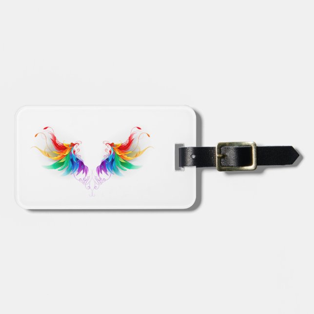 Fluffy Rainbow Wings Luggage Tag (Front Horizontal)
