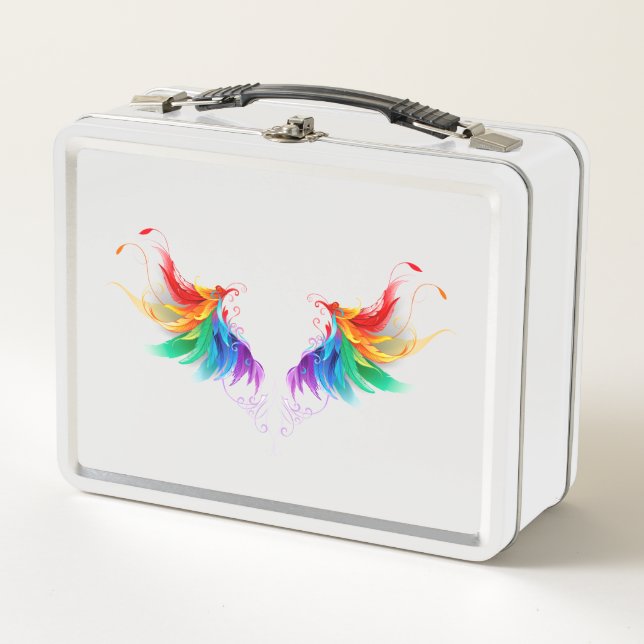 Fluffy Rainbow Wings Metal Lunch Box (Front)