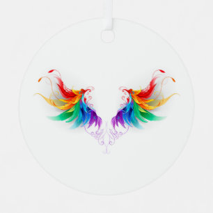 Fluffy Rainbow Wings Metal Tree Decoration