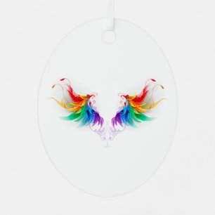 Fluffy Rainbow Wings Metal Tree Decoration