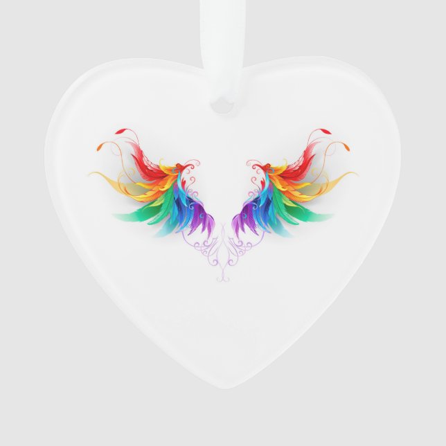 Fluffy Rainbow Wings Ornament (Front)